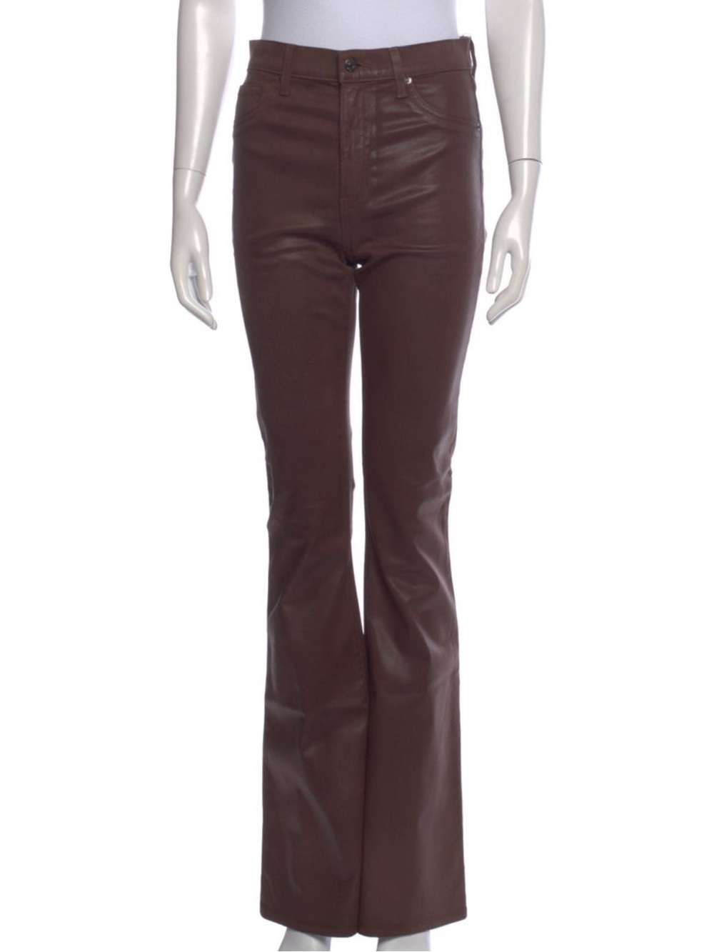 Veronica Beard Chocolate Brown Faux-Leather Flared Pants